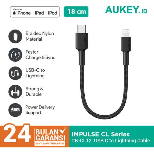 Foto Produk Kabel iPhone Aukey CB-CL12 USB C to Ligthning Portable 18cm - 500707 dari AUKEY