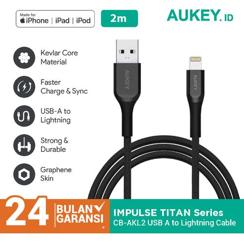 Foto Produk Aukey Cable CB-AKL2 Black MFI USB A To Lightning Kevlar 2M - 500422 dari Aukey Makassar