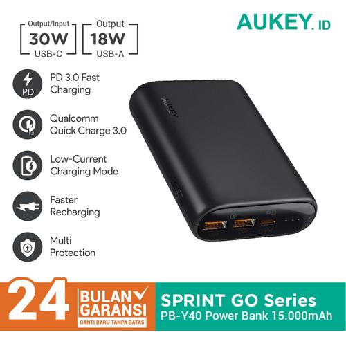 Foto Produk Aukey Powerbank PB-Y40 15000mAh PD 3.0 & QC 3.0 - 500724 dari Aukey Makassar