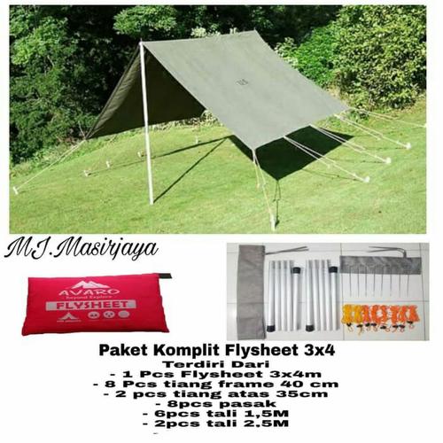 Foto Produk flysheet 3x4+tiang frame+pasak+tali paket komplit dari masir jaya