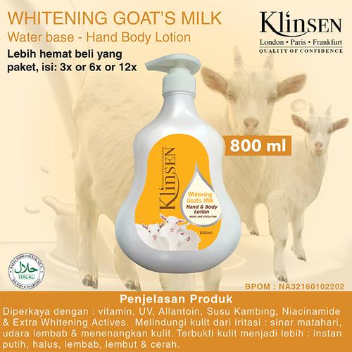 Foto Produk Klinsen Hand & Body Lotion Whitening Goat Milk 800 ml dari Klinsen Dayman