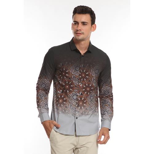 Gambar MANZONE Kemeja Batik Pria Lengan Panjang Slim Fit Noble-Black - XL dari Manzone Official Store Jakarta Timur Tokopedia