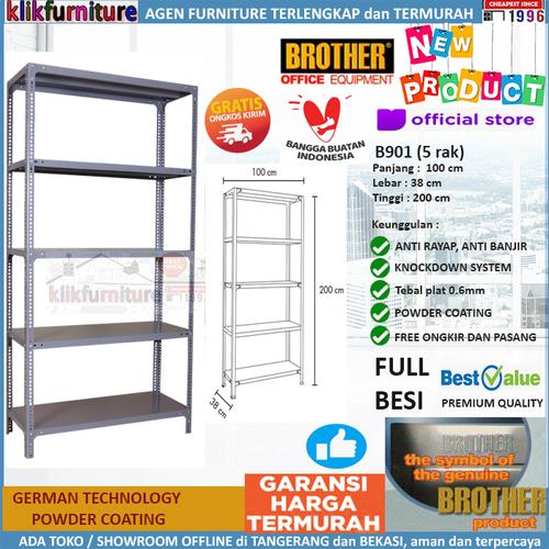 Foto Produk Rak Besi Shelf Shelving Rack FULL BESI 5 Susun B901 Brother dari klikfurniture