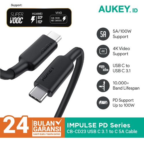 Foto Produk Aukey Cable CB-CD23 USB-C to C 5A TPE (100W) - 500584 dari Aukey Makassar