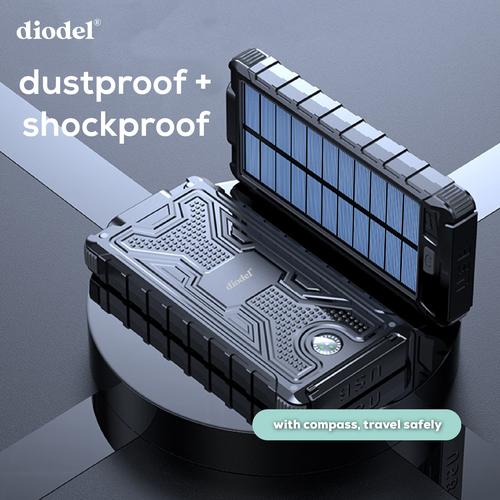 Foto Produk Diodel 10.000 mAh Dual USB Solar Power Bank + 2X LED Flashlight - Hitam dari Diodel Indonesia