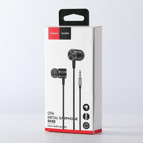 Gambar Headset Earphone Vivan Q11s in-ear Metal Bass Ergonomic Design - Hitam dari MG cell Kota Tangerang Tokopedia