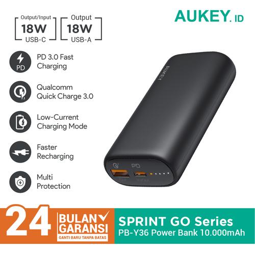 Foto Produk Aukey Powerbank PB-Y36 Sprint Go Mini 10000mAh PD - 500461 dari Aukey Makassar