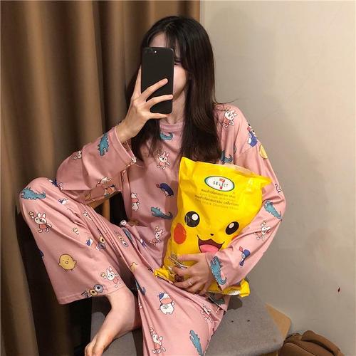 Foto Produk Stylise Piyama Wanita Kartun Lucu Lengan Panjang Sutra Fit to XXL 4011 - PINK ANIMAL dari Stylise