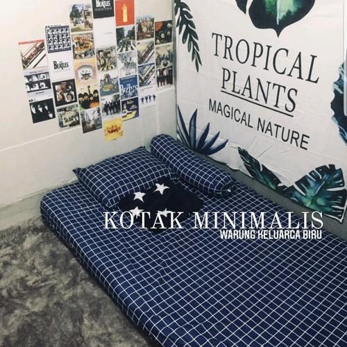 Foto Produk Sprei Motif Kotak Kotak Katun Lokal - Sprei Aesthetic Minimalis - Biru, SarbalSargulAja dari Warung Keluarga Biru