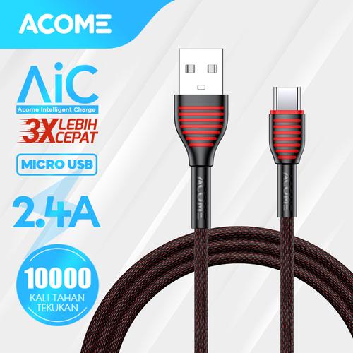 Foto Produk ACOME Kabel Data Micro USB Android 100cm Fast Charging 2.4A ASM010 - Micro USB 1m dari Acome Indonesia