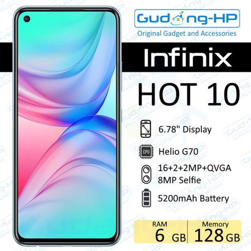 Foto Produk Infinix Hot 10 6/128 GB Garansi Resmi - Hitam dari Gudang-HP