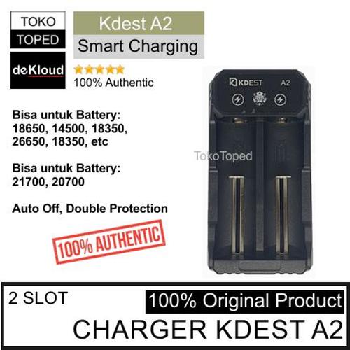 Foto Produk Authentic KDEST A2 Smart Charger | Li-ion batre 18650 21700 cas casan dari deKloud