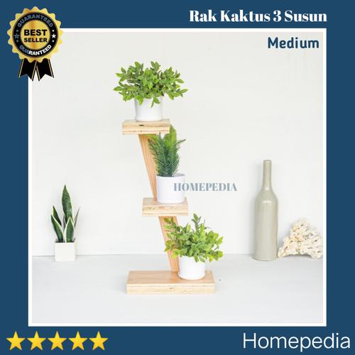 Jual Rak Tanaman Hias 3 Susun | Rak Kaktus Kayu Medium | Rak Jati ...
