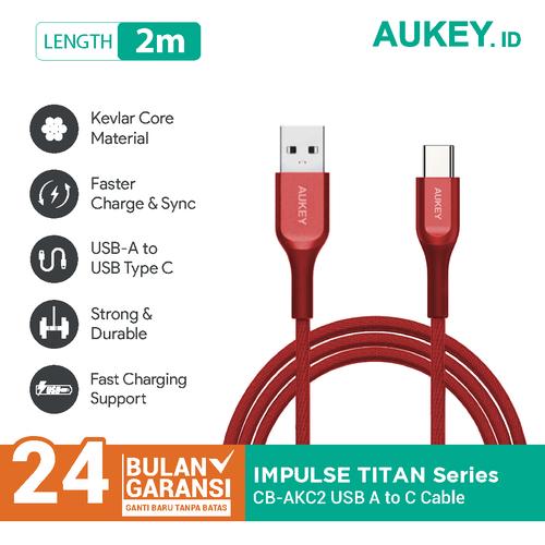 Foto Produk Aukey Cable CB-AKC2 USB A To USB C QC 2.0 Kevlar Cable 2M Red - 500448 dari Aukey Makassar