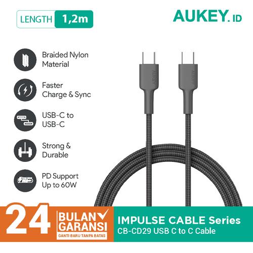 Foto Produk Aukey Cable CB-CD29 USB C to C1.2m Black - 500430 dari Aukey Makassar