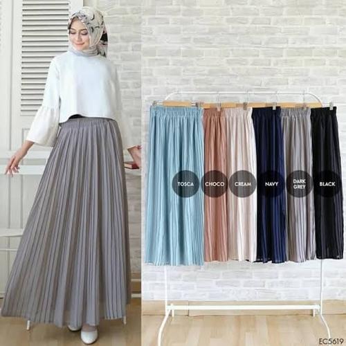 Gambar Rok Panjang Plisket / Rok Plisket / Rok Panjang Plisket Cod / Rok - Hitam dari Qin Konveksi Store Kab. Cirebon Tokopedia