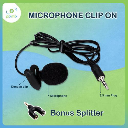 Foto Produk Mic Clip on 3.5mm Microphone with Clip for Smartphone + Bonus Splitter dari pixmix