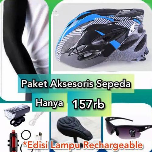 Foto Produk Paket Helm Sepeda Limited Edition Plus Aksesoris Sepeda - Biru dari Sandi Media