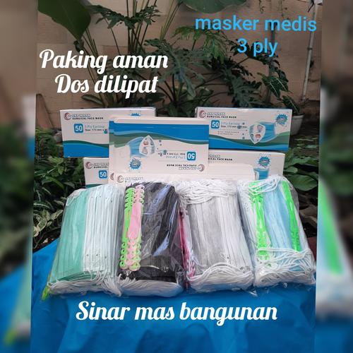 Foto Produk Masker medis 3 ply isi 50 jsp,surgical mask 3 ply,ada xtra 10 konektor - Biru dari Sinar Mas Bangunan