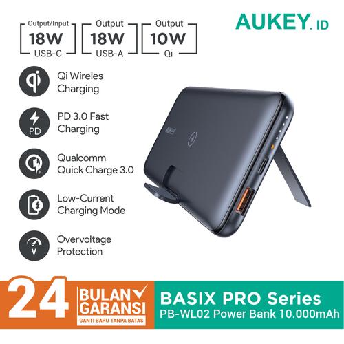 Foto Produk Aukey Powerbank PB-WL02 Wireless Charging 10000mAh with PD&QC - 500491 dari Aukey Makassar