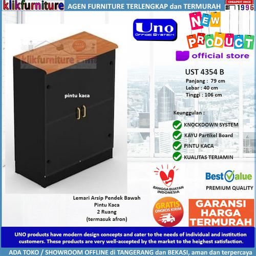 Foto Produk UST 4354B UNO GOLD Lemari Arsip Bawah 2 Pintu Kaca dari klikfurniture