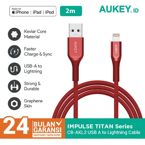 Foto Produk Aukey Cable CB-AKL2 MFI USB A To Lightning Kevlar 2 Meter - 500450 dari Aukey Makassar