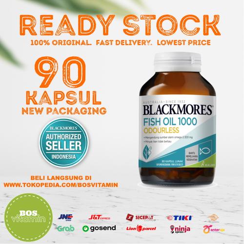 Foto Produk Blackmores Odourless Fish Oil 1000mg BPOM Kalbe - 90 kapsul dari Bos Vitamin