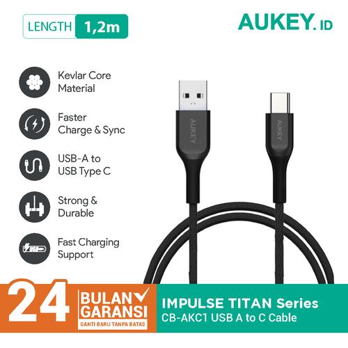 Foto Produk Aukey Cable CB-AKC1 USB A To USB C QC 2.0 Kevlar 1.2M Black - 500412 dari Aukey Makassar