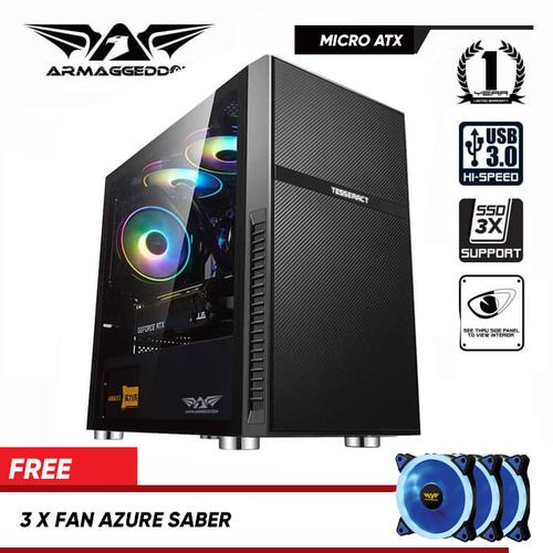 Foto Produk Armaggeddon Tesseract Core 2 Pro-Grade Gaming Case with Tempered Glass - WITH AZURE BLUE dari Armaggeddon Official
