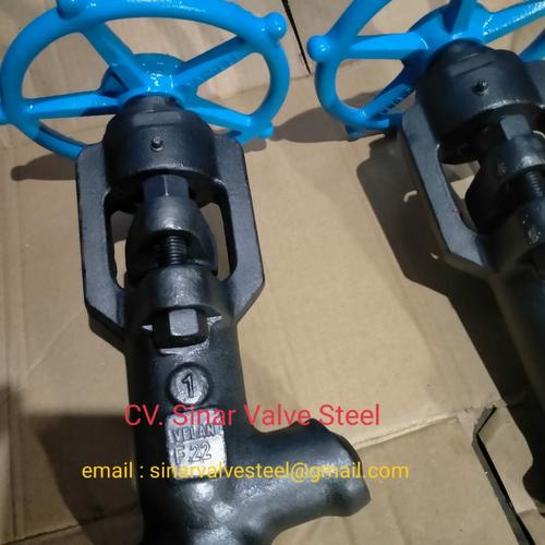 Jual Globe Valve VELAN type Y 1" class 2500 F22 BW Jakarta Barat