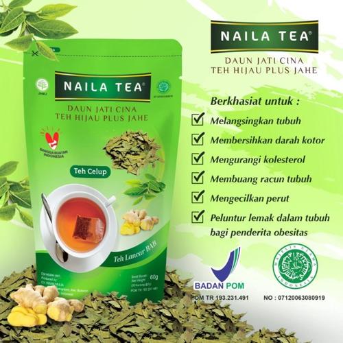 Foto Produk NAILA TEA DAUN JATI CINA TEH HIJAU PLUS JAHE TEH CELUP LANCAR BAB dari aptsehatifarma