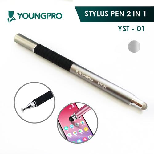 Foto Produk Stylus Pen 2in1 - Stylus Pen Universal Microfiber Head Touch Drawing - Abu-abu dari YOUNGPRO INDONESIA