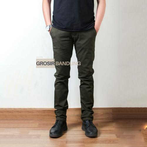 Foto Produk Celana Chino Panjang Hijau Premium | Army | Green | Kantor | Slimfit - Hijau Tua, 33 dari Grosir Bandung