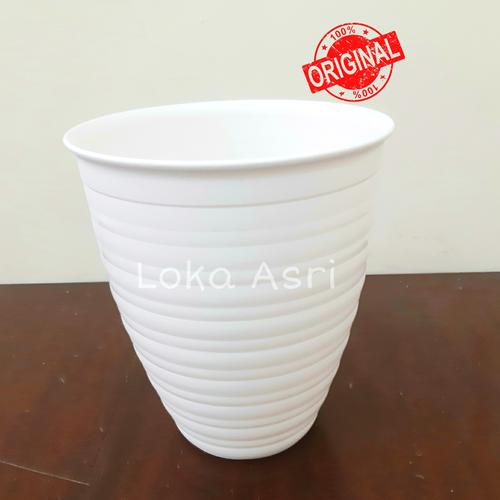 Foto Produk pot bunga tawon pirus 18 cm putih tirus original pot tanaman dari Loka Asri