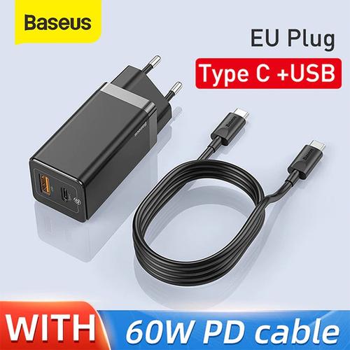 Foto Produk KEPALA CHARGER BASEUS GAN FAST CHARGER 45W USB TYPE C QUICK CHARGE 4.0 - Hitam dari Baseus Official Store