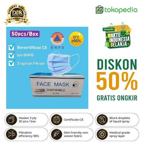 Foto Produk MASKER 3PLY MEDIS MODEL SENSI DAILY PROTECTIVE MASK 95% ANTI DROPLET - Masker Biru dari DBR Premium
