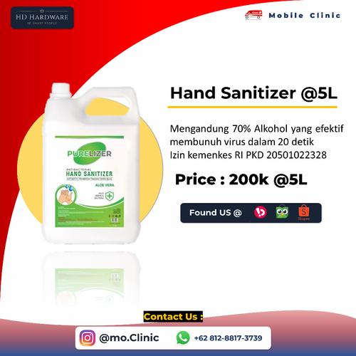 Gambar Hand Sanitizer Cair 5 Liter PURELIZER Aseptic 5L dari HD Hardware Kab. Bandung Barat Tokopedia
