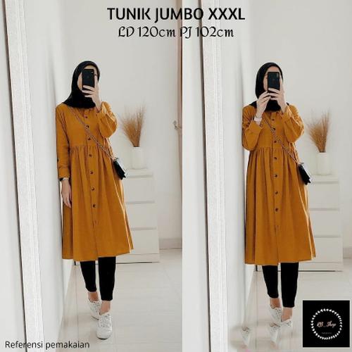 Foto Produk KEMEJA TUNIK POLOS JUMBO XXXL BIG SIZE MURAH KANTOR LD 120 CM MURAH - KUNYIT dari CV REZEKI BERKAH SHOP