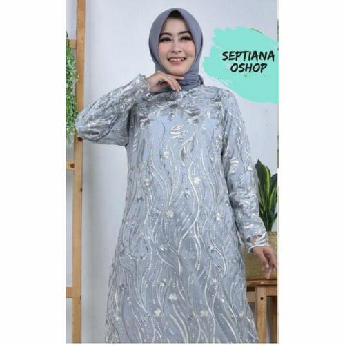 Foto Produk dress brukat / dress brukat modern / gamis brukat terbaru - Abu-abu, XXXL dari SeptianaOshop