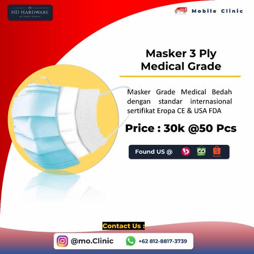 Foto Produk Masker 3Ply Grade Medical Surgical Mask Earloop Harga Terjangkau dari HD Hardware