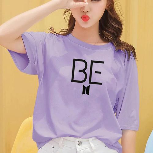 Foto Produk Atasan Tshirt Baju Kaos Wanita Remaja Cewek BTS BE READY Murah Terbaru - LILAC, S dari Onestopfashionid