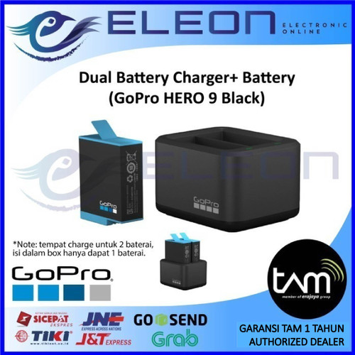 Foto Produk GOPRO DUAL BATTERY CHARGER + BATTERY HERO 9 Black / HERO9 Original TAM dari ELEON