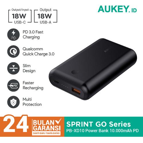 Gambar Aukey Powerbank PB-XD10 10050 mAh USB C PD 2.0 & QC 3.0 - 500278 dari Aukey Makassar Kota Makassar Tokopedia