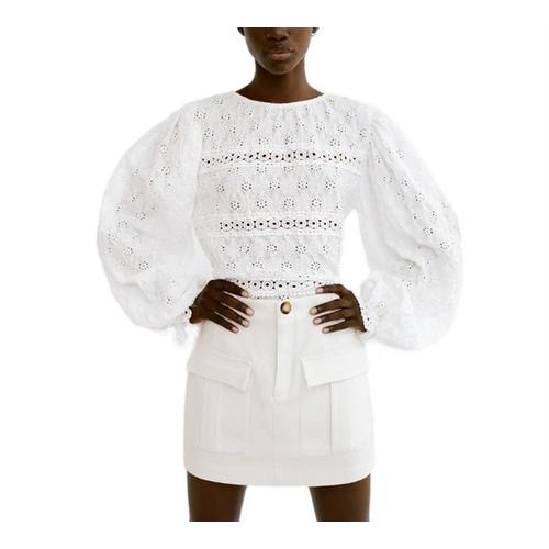 Jual 31913 White Open Broderie Blouse 