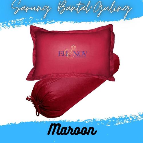 Jual Sarung Bantal Guling (Set) Polos Maroon Abu Muda Kab. Sleman