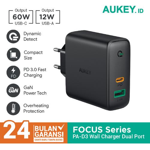 Foto Produk Aukey PA-D3 Charger Dual-Port 60W PD with Dynamic Detect - 500394 dari Aukey Makassar