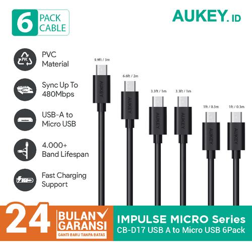 Foto Produk Aukey Cable CB-D17 Micro USB 2.0 (6Pcs) BLACK - 500092 dari Aukey Makassar