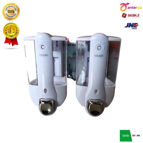 Foto Produk Dispenser Sabun Shampoo 2 Tabung Soligen / Tempat Sabun Mandi&Shampoo dari Mandiri Batutulis