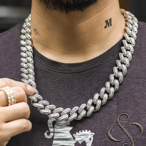 Jual 19mm iced out cuban link chain 