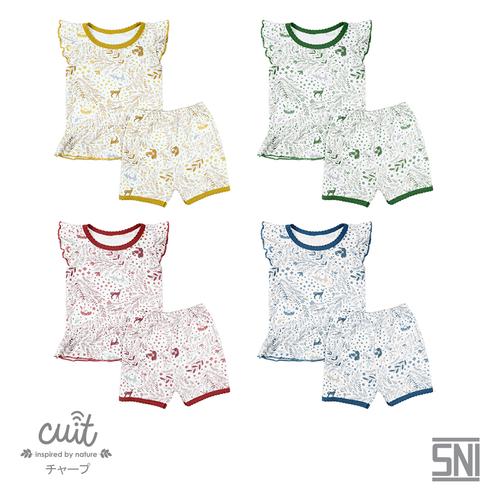 Foto Produk CUIT Setelan Ruffle Kutung Celana Pendek SHIKA Series - BLUE, S dari Cuit Baby Wear